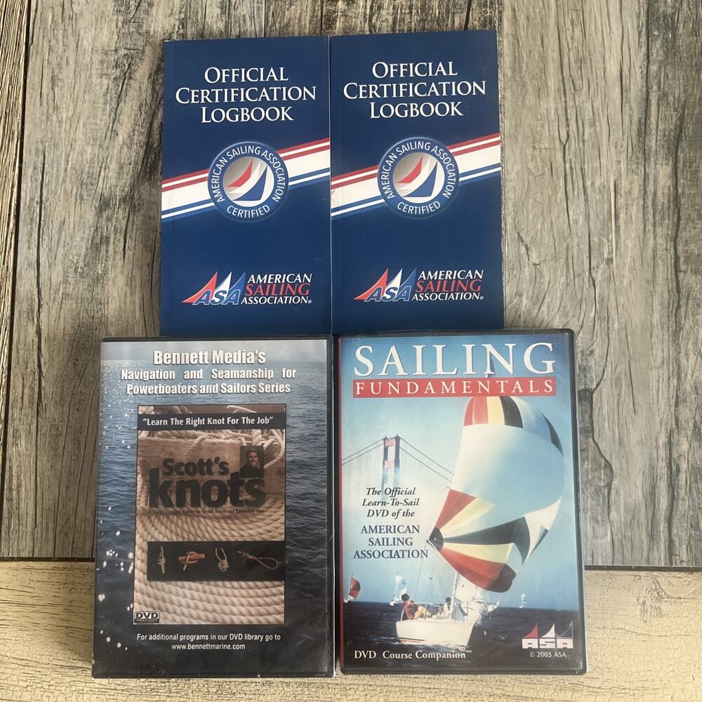 Sailing Fundamentals Instructional DVD’s & Certification Logbooks Bundle New